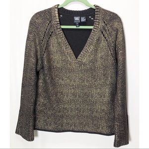 W by Worth Dark Brown Gold foil coated sweater szM